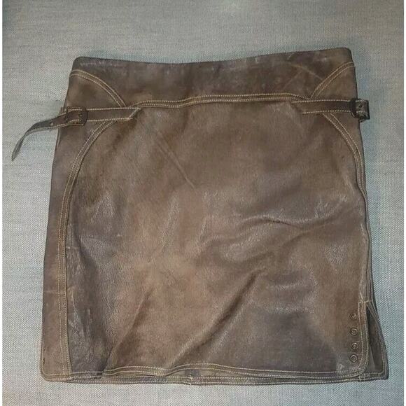 Vintage GianFranco Ferre Jeans Brown Mini Leather Skirt IT 44! - Picture 1 of 9